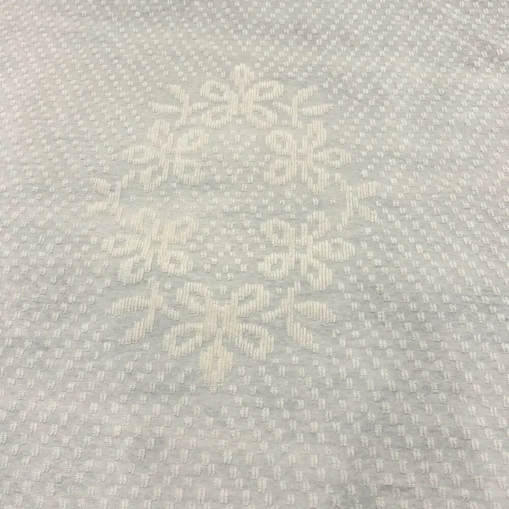 Hobnail Bedspread Chenille King Vtg 110x115 Medallion Farmhouse Ivory Fringe